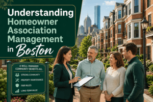 Understanding homeowner association management in Boston with HOA manager and residents in a managed condo community.